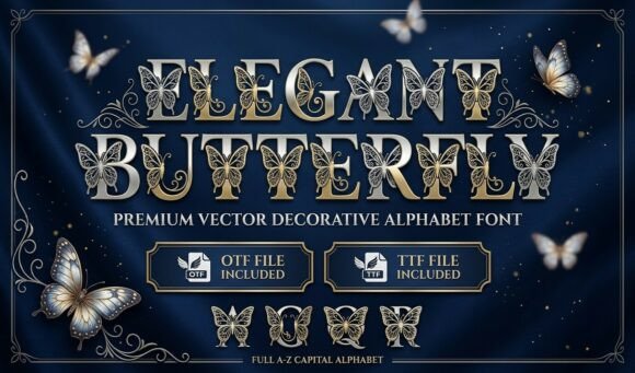 Elegant Butterfly Monogram Font for Crafters and Designers