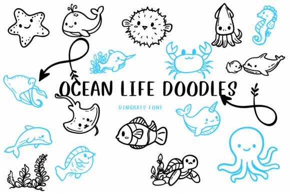 Font Choice That Adds Character: Ocean Life Doodles in Web Design